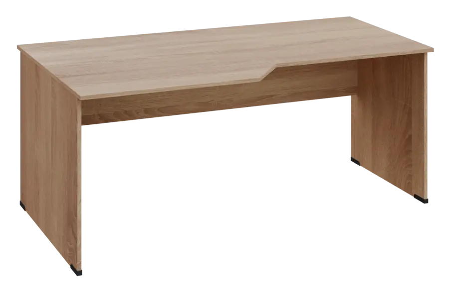 EZL 28 - 188 stůl kancelářský, rohový, levý, dřevěná podnož, deska 25 mm, široký 1800 mm, dub bardolino